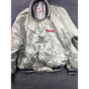 Designer Pro Satin Jacket Mens XL Silver Coors Light 1987 Hot Rod Heaven Vintage